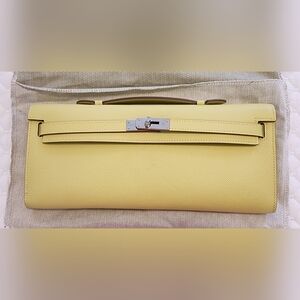 Kelly Cut Light Yellow Epsom Clutch W/ Dust Bag - Twilly Sold Separate